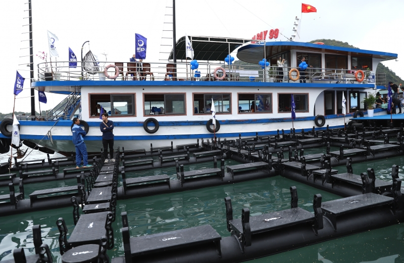 Hạ thủy cụm lồng bè nuôi trồng thủy sản kết hợp du lịch kiểu mới tại Cát Bà (Hải Phòng) (18/3/2023)